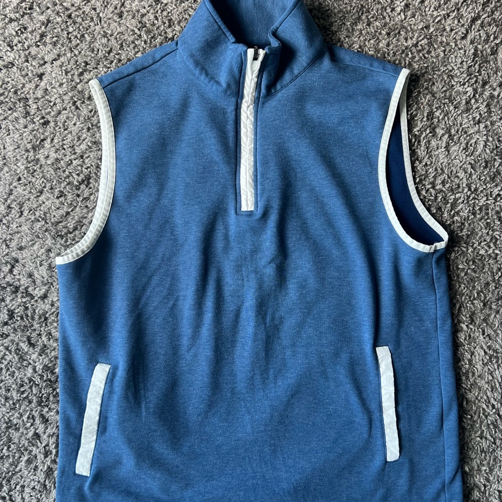 Bonobos Blue Zip-Up Vest with White Trim